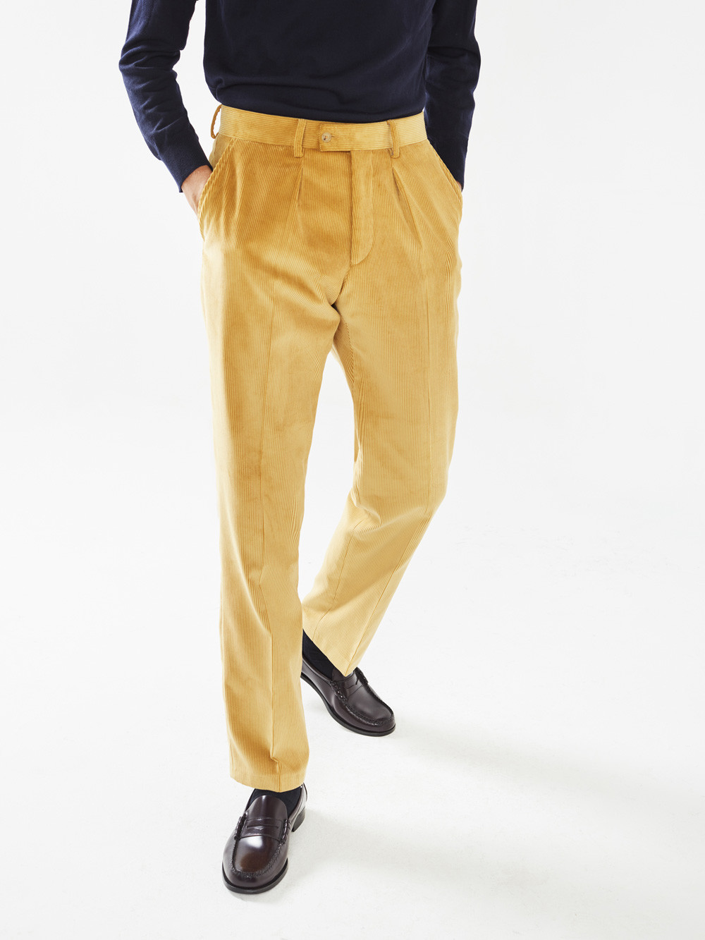 L'INCOMPARABLE - Pantalon large en velours côtelé jaune