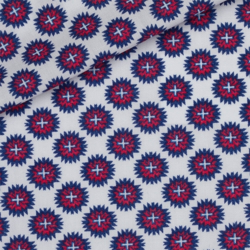 Popeline Motif Bleu Rouge